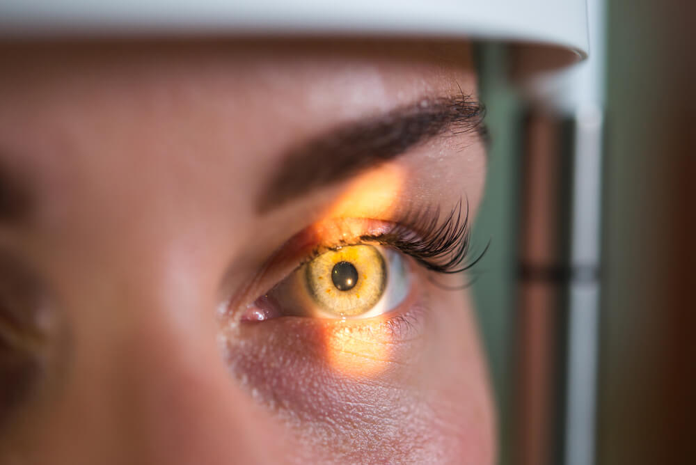 Research and scanning eye, close-up photos, retinal diagnostics in ophthalmology